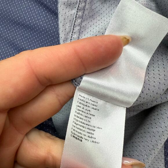 ETON Men's Slim Fit Dress Shirt Blue White Dot Size XL Long Sleeve Designer - Picture 9 of 10